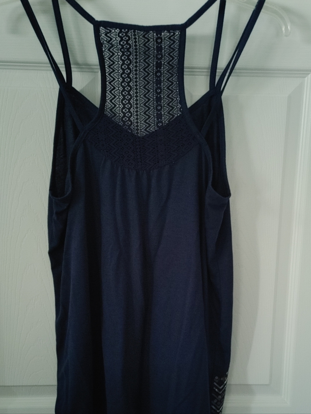 NOBO Navy Strappy Tank Top Sequin Embellished Measures Size Large Like New - Picture 4 of 4